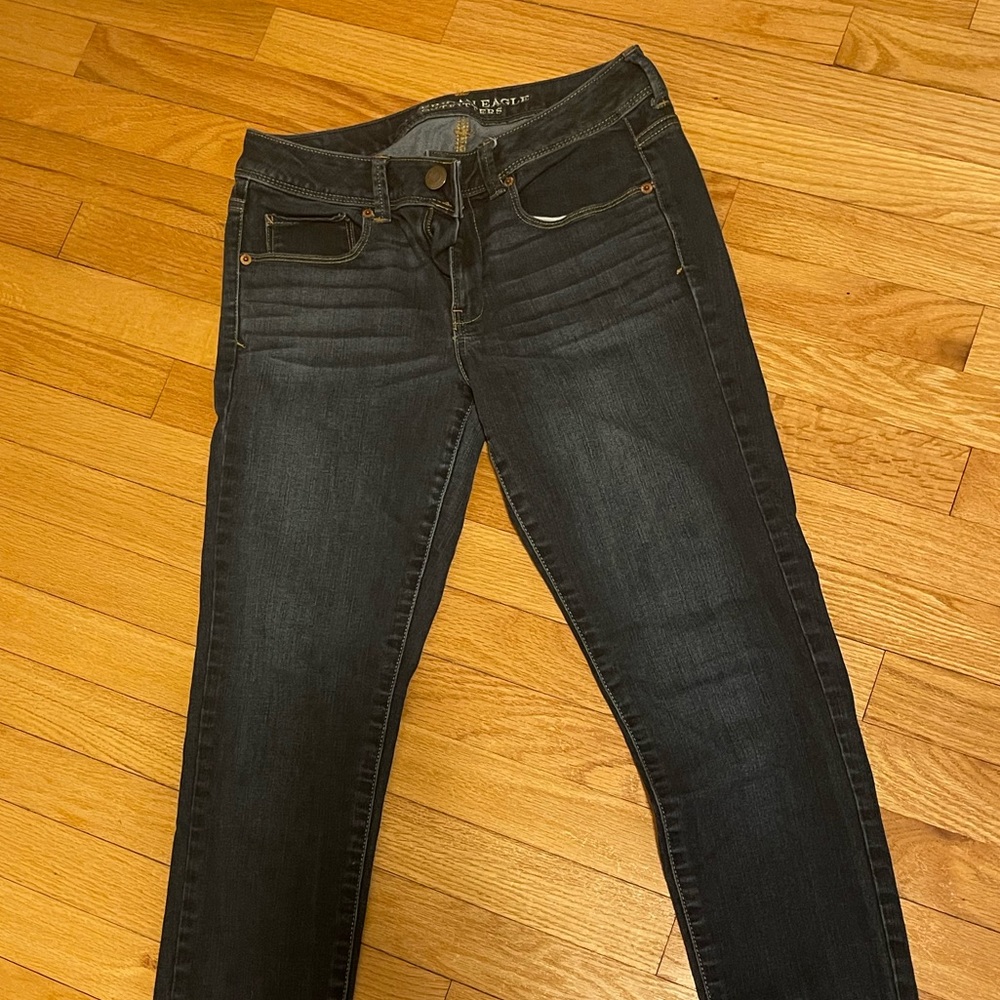 Dark wash super skinny AE jeans